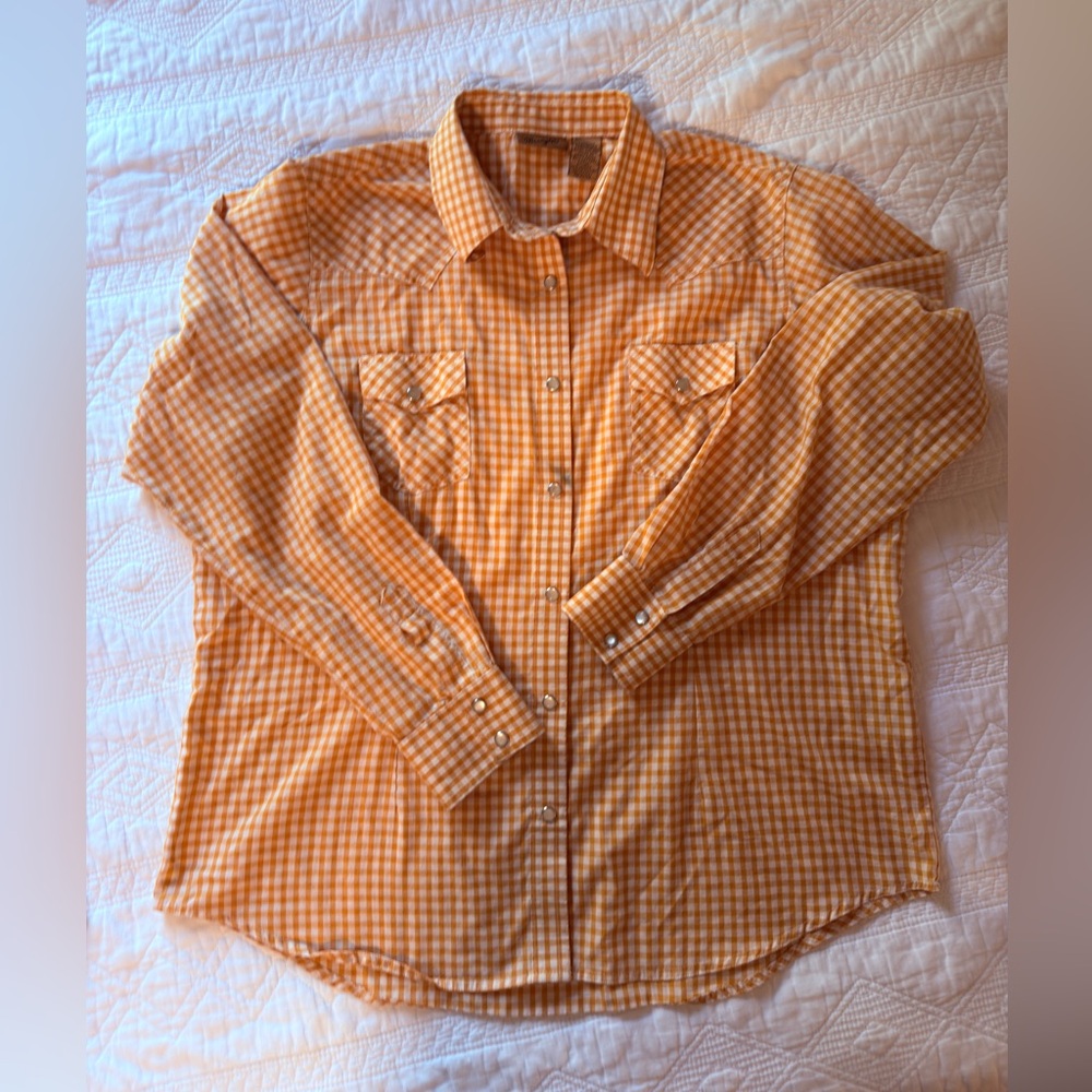 Wrangler Yellow Checkered Pearl Snap Shirt